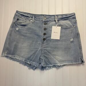 NWT KanCan Distressed Button Fly Denim Jean Shorts Cut Offs Size Womens 16
